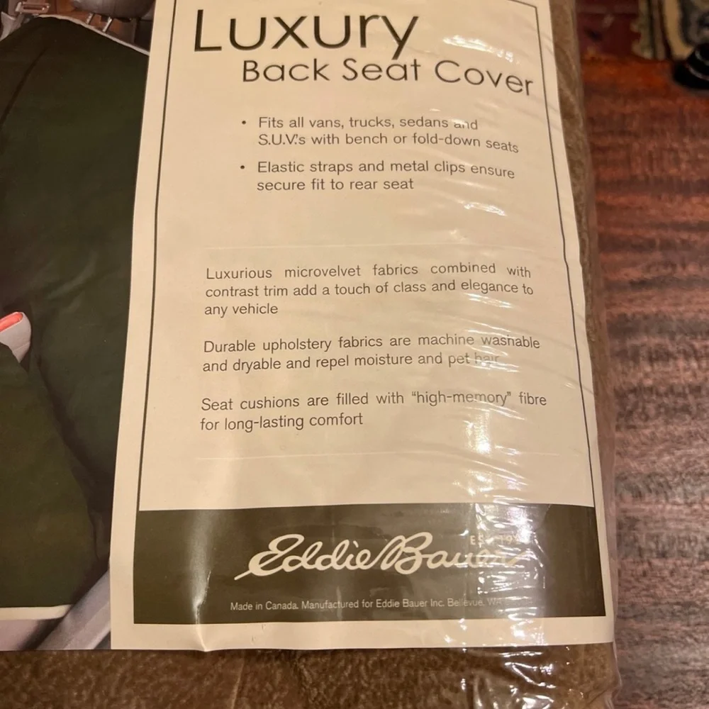 Eddie Bauer Luxury Back Seat Cover Fits Vans Trucks Sedans & SUVs, Mocha